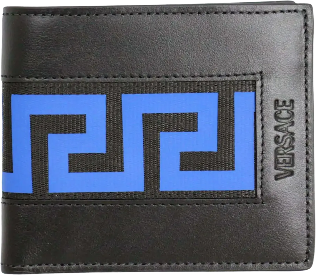 Versace Greca Bi-Fold Wallet Black/Blue